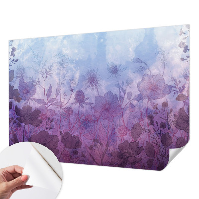 Papel mural con patrón decorativo con motivos florales en tonos pastel