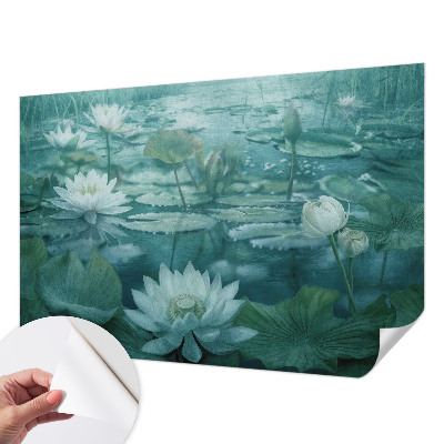 Mural de pared con estampado hermoso con diseño de flores acuáticas