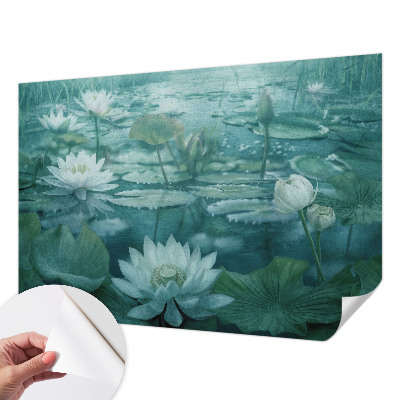 Mural de pared con estampado hermoso con diseño de flores acuáticas