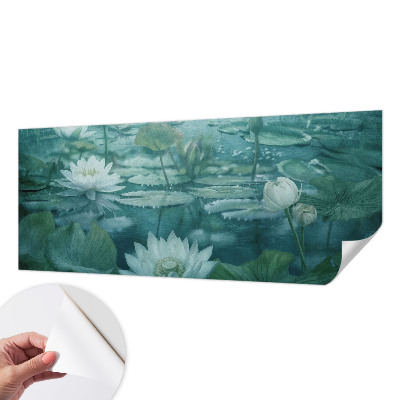 Mural de pared con estampado hermoso con diseño de flores acuáticas