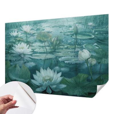Mural de pared con estampado hermoso con diseño de flores acuáticas