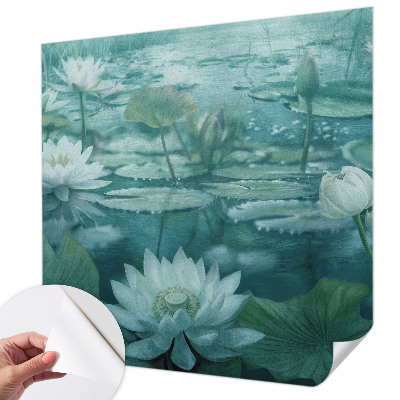Mural de pared con estampado hermoso con diseño de flores acuáticas