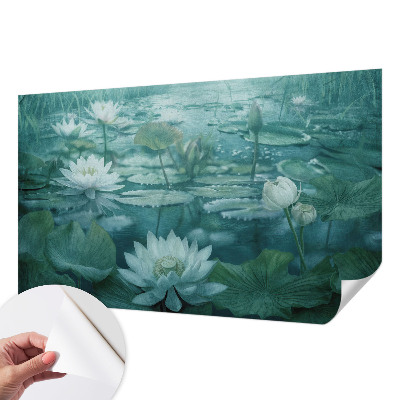 Mural de pared con estampado hermoso con diseño de flores acuáticas