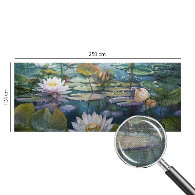 Fotomural decorativo para cabecero de cama con diseño de flores de estanque