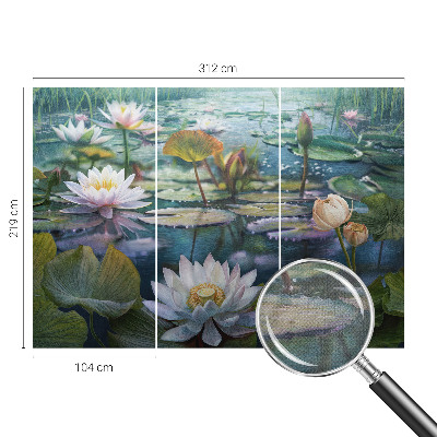 Fotomural decorativo para cabecero de cama con diseño de flores de estanque