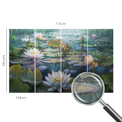 Fotomural decorativo para cabecero de cama con diseño de flores de estanque