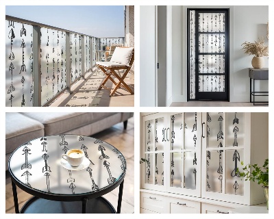 Vinilo para cristales efecto vitral flechas geométricas