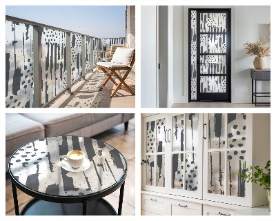 Vinilo ventana privacidad Rayas y puntos