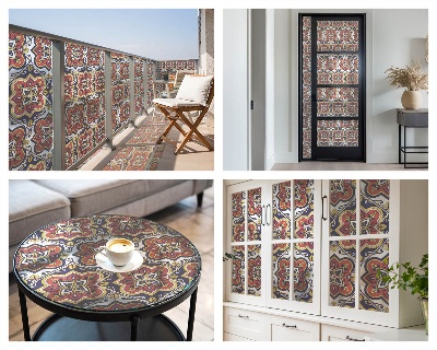 Vinilo para ventanas motivo vitral Adorno floral