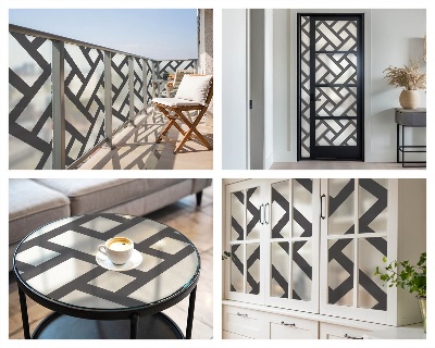 Vinilo para ventanas motivo vitral Rectángulos entrelazados