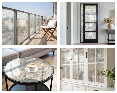 Vinilo para ventanas motivo vitral Elegancia frondosa