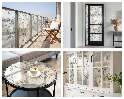 Vinilo para cristales efecto vitral Flores de armonía