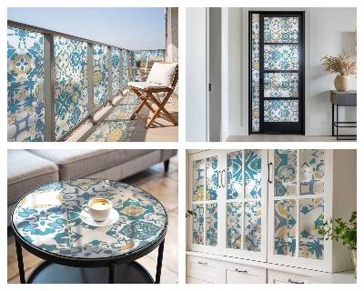 Vinilo para ventanas motivo vitral Patrones de mosaico