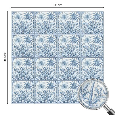 Vinilo para ventanas motivo vitral paisaje tropical