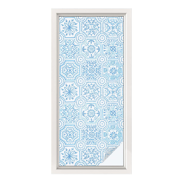 Vinilo para ventanas motivo vitral Azulejos azules