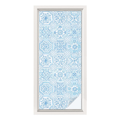 Vinilo para ventanas motivo vitral Azulejos azules