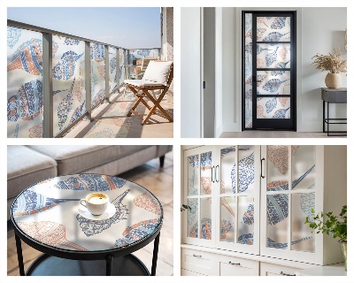 Vinilo para ventanas motivo vitral conchas marinas