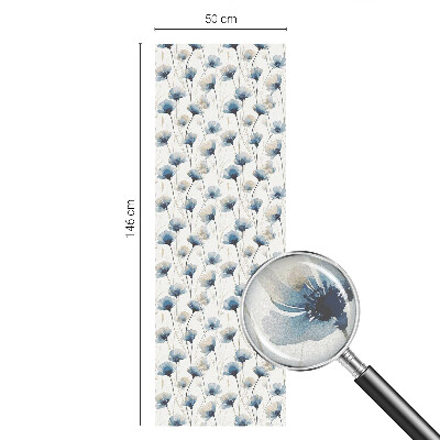 Vinilo para ventanas motivo vitral flores azules