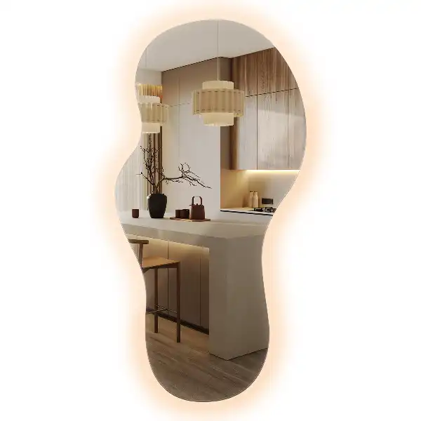 Espejo orgánico con luz LED de pared moderno
