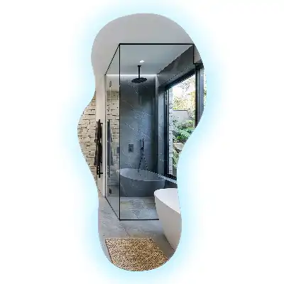 Espejo orgánico con luz LED de pared moderno