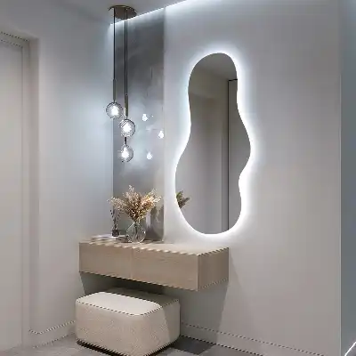 Espejo orgánico con luz LED de pared moderno