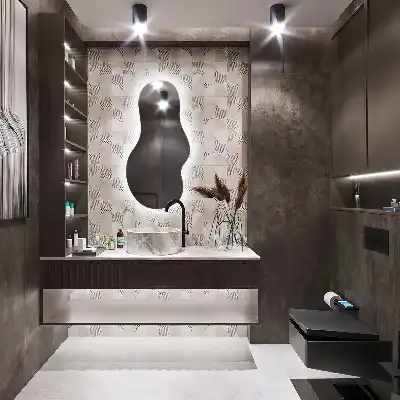 Espejo orgánico con luz LED de pared moderno