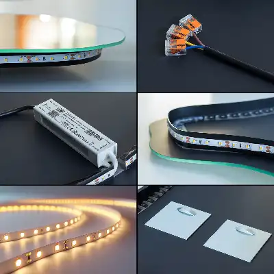Espejo orgánico con luz LED de pared moderno
