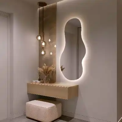 Espejo orgánico con luz LED de pared moderno