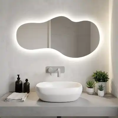 Espejo orgánico con luz LED de pared moderno