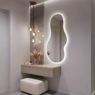 Espejo orgánico con luz LED de pared moderno