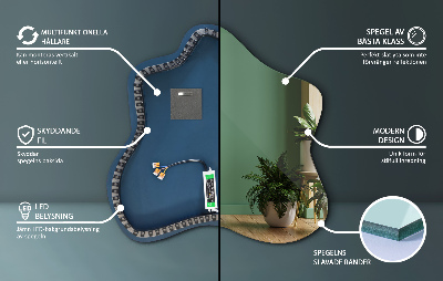 Espejo en forma de mancha con iluminación LED