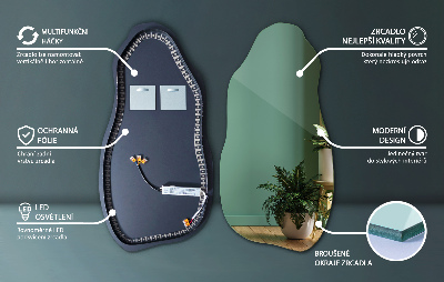 Espejo de forma irregular moderno con iluminación LED