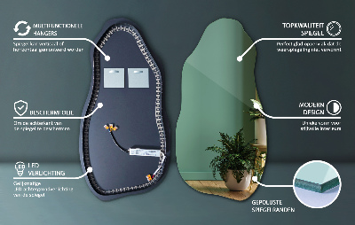 Espejo de forma irregular moderno con iluminación LED