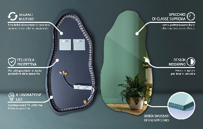 Espejo de forma irregular moderno con iluminación LED