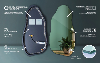 Espejo de forma irregular moderno con iluminación LED