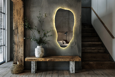 Espejo de forma irregular moderno con iluminación LED