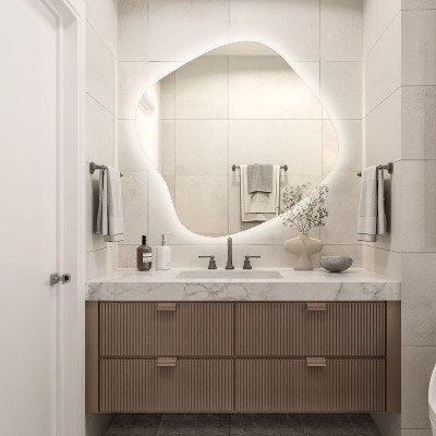 Espejo organico con luz LED accesorio moderno