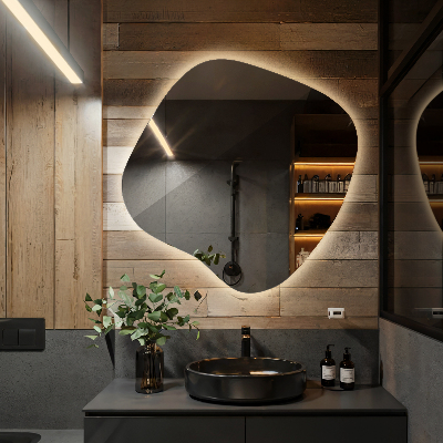 Espejo organico con luz LED accesorio moderno