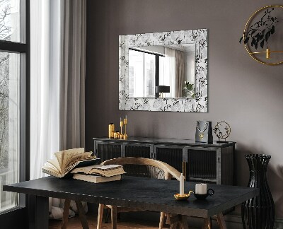 Espejo marco con estampado Dibujo monocromo de flores