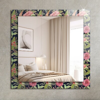 Espejo decorativo impreso Flores y pájaros