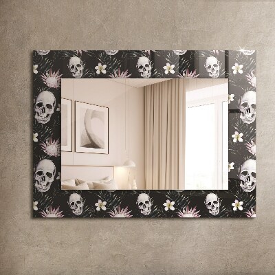 Espejo con marco impreso Calaveras y flores