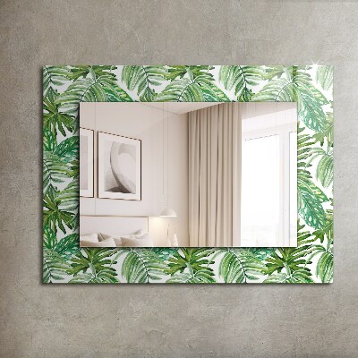 Espejo marco estampado Hojas tropicales verdes