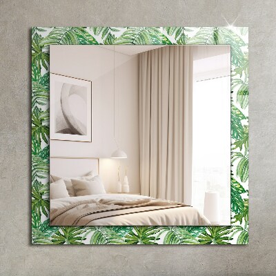 Espejo marco estampado Hojas tropicales verdes