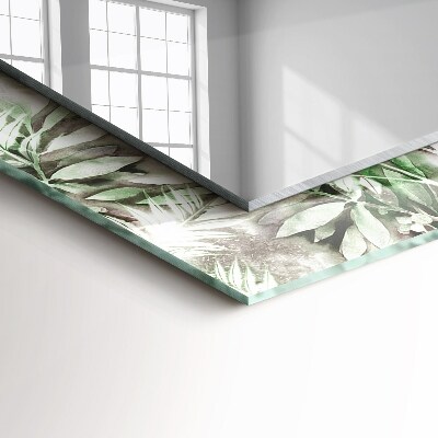 Espejo marco con estampado Dibujo de hojas verdes