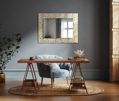 Espejo marco estampado Hojas onduladas de colores