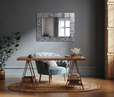 Espejo marco con estampado Patrón floral sobre tela