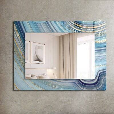 Espejo marco estampado Ondas abstractas azules