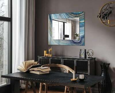 Espejo marco estampado Ondas abstractas azules