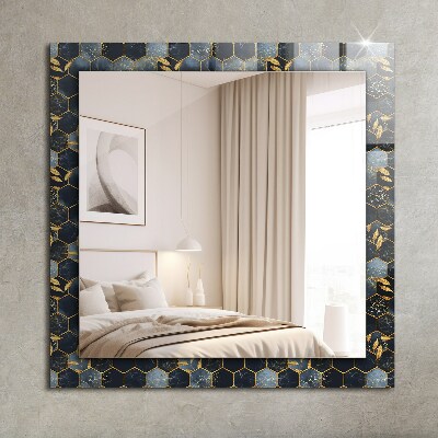 Espejo decorativo impreso Hojas hexagonales