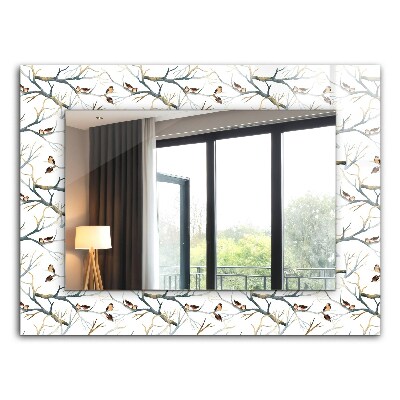 Espejo marco con estampado Pájaros en ramas